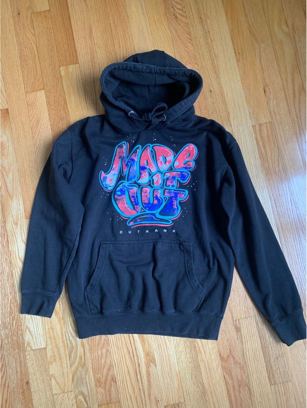 Outrank black Made Out graphic pullover hoodie sz small